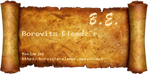 Borovits Elemér névjegykártya